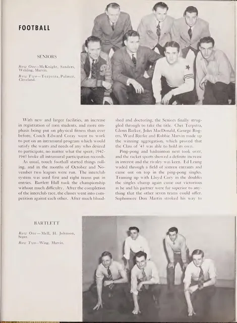 Intramural football, 1943 Tower yearbook