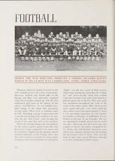 The undefeated 1943 team, as recorded in the 1944 Tower
