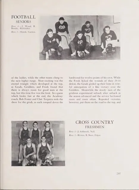 Football seniors, 1944 Tower yearbook