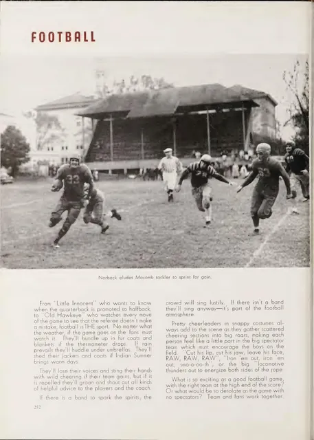 Norbeck carries against Macomb, 1946 Tower