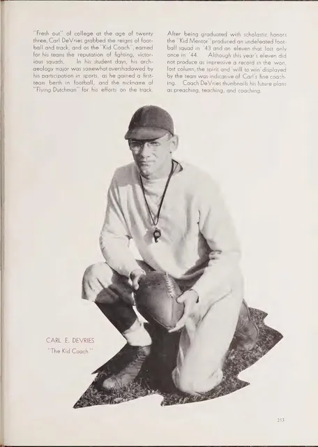 Coach DeVries, 1946 Tower yearbook