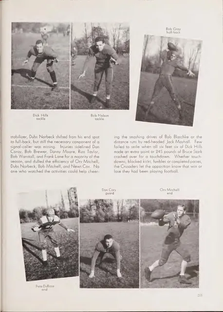 Football section, p. 259, 1946 Tower yearbook