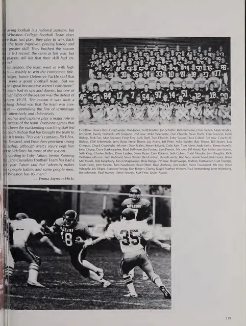 Team and game action, 1986 Tower yearbook, p. 179 (full scan)